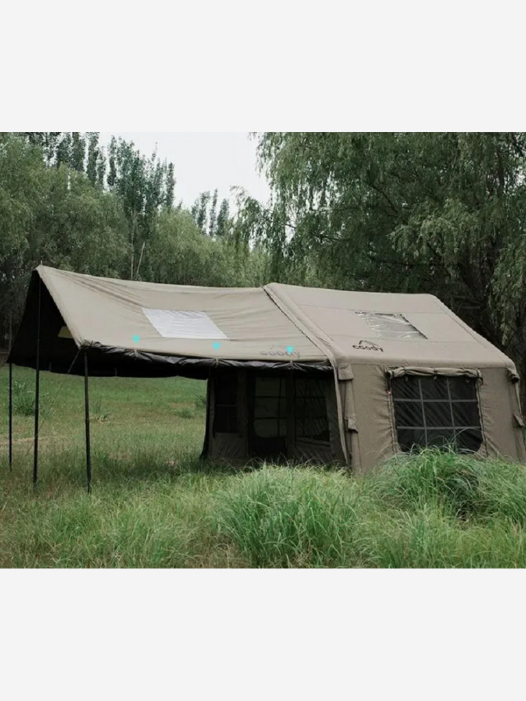 Надувная палатка Coody 8.0 PRO Army Green, 8 м², 2–4 человека, 2 входа, навес