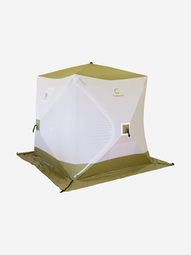 Палатка зимняя куб Следопыт 1,8 х1,8 м, Oxford 210D PU 1000, S по полу 3,2 кв.м, цвет оливковый, белый.