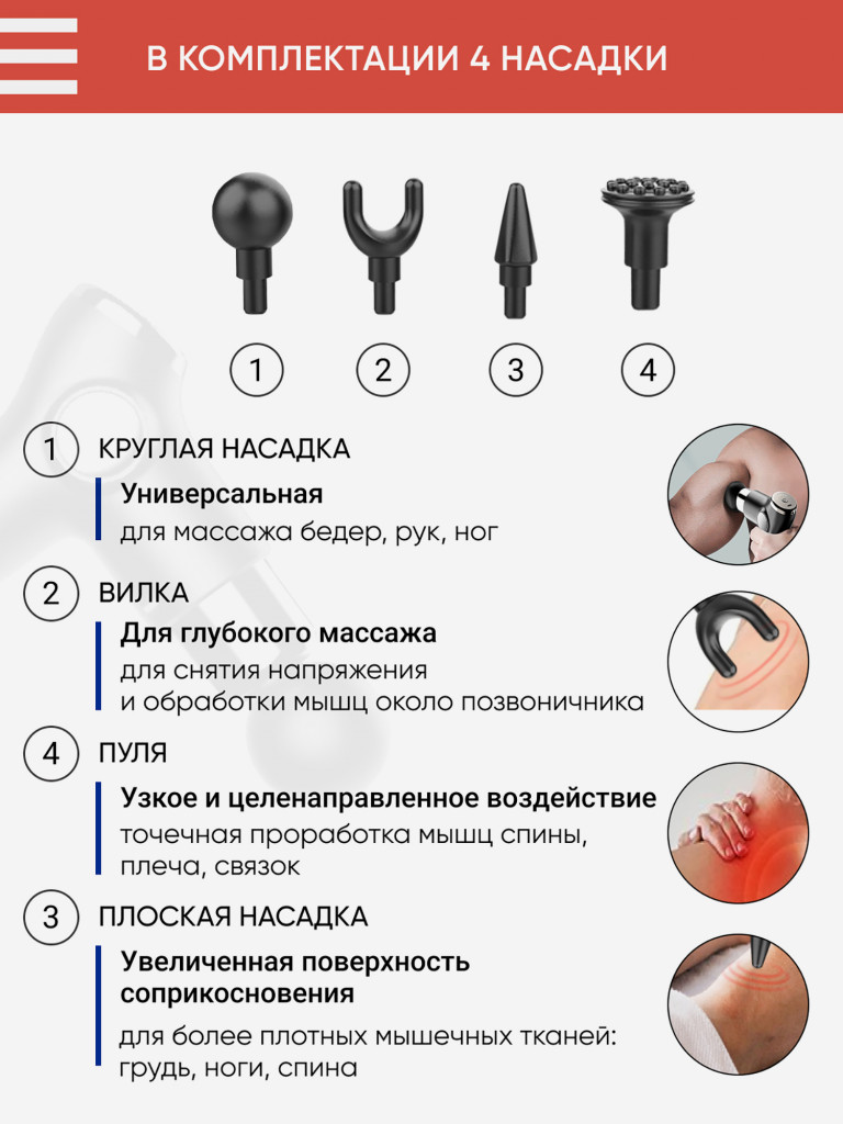 Перкуссионный спортивный массажер для тела Qualigo 6 скоростей