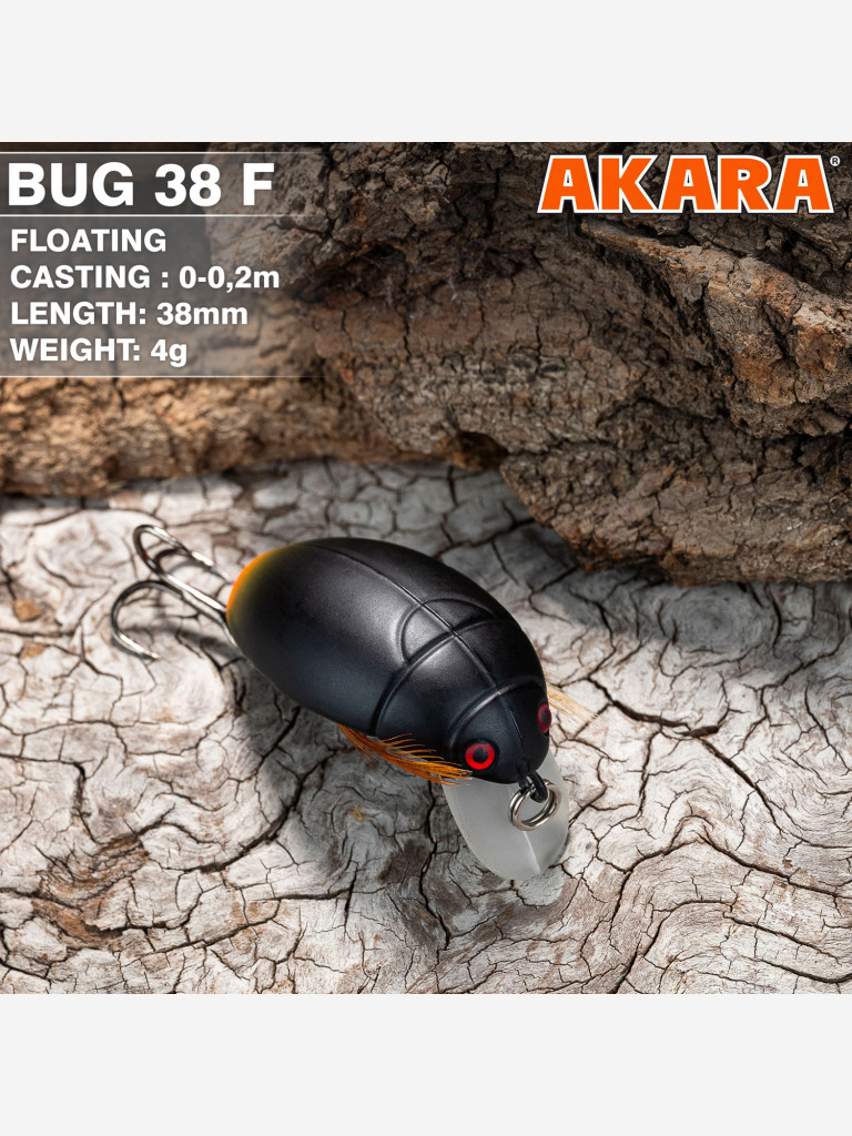 Воблер Akara Bug 38F кренк плавающий жук на голавля, язя, форель 4гр 5