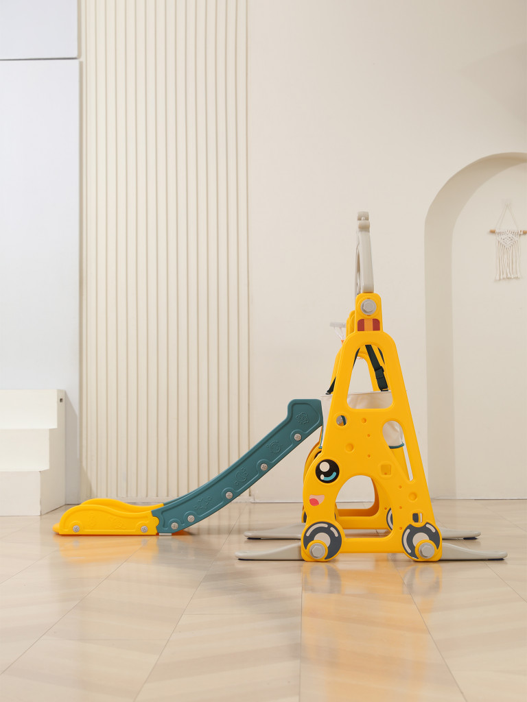 Горка с качелями UNIX Kids Funny Car, 138 см, желтый