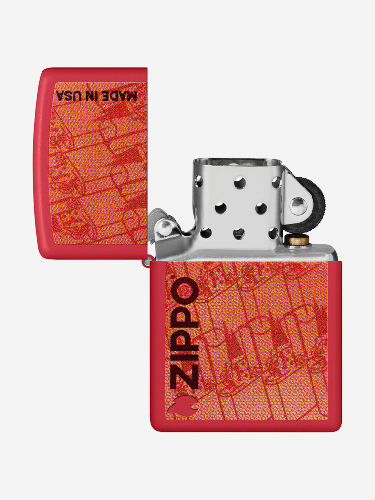 Зажигалка бензиновая ветроустойчивая Zippo Made in USA Design Red Matte