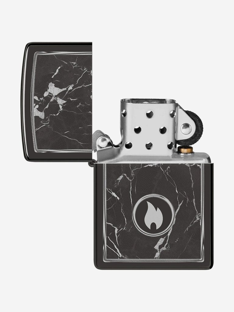Зажигалка бензиновая ветроустойчивая Zippo Marble Flame High Polish Black