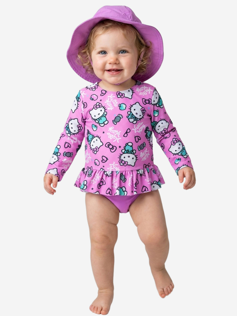 Комплект для девочки: плавательный костюм, панама PlayToday