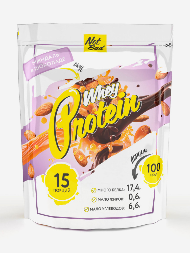 Протеин сывороточный, NotBad Whey Protein, 450 г, Миндаль в шоколаде