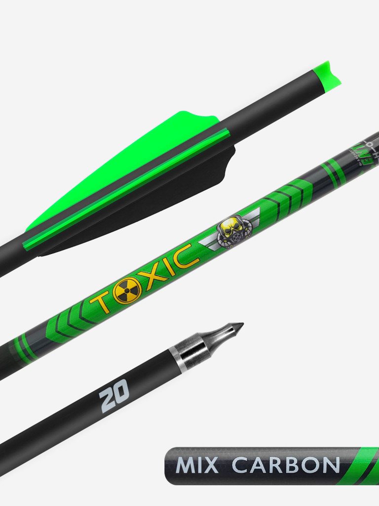 Стрела арбалетная микс карбон Centershot Toxic 20" Half Moon Nock (6шт.)