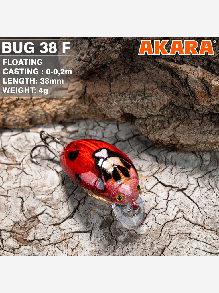Воблер Akara Bug 38F кренк плавающий жук на голавля, язя, форель 4гр 11