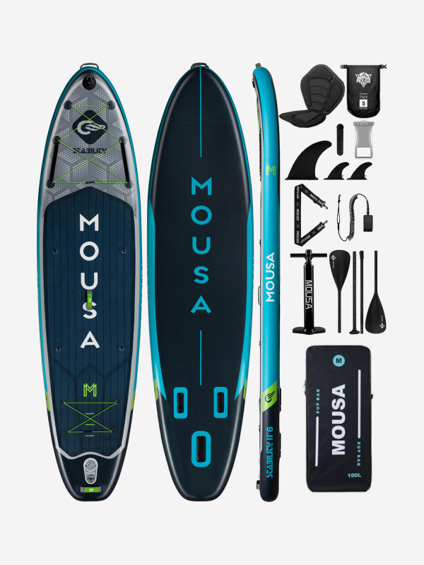 Надувной двухслойный SUP-борд MOUSA CROCODILE GREY PRO, 11