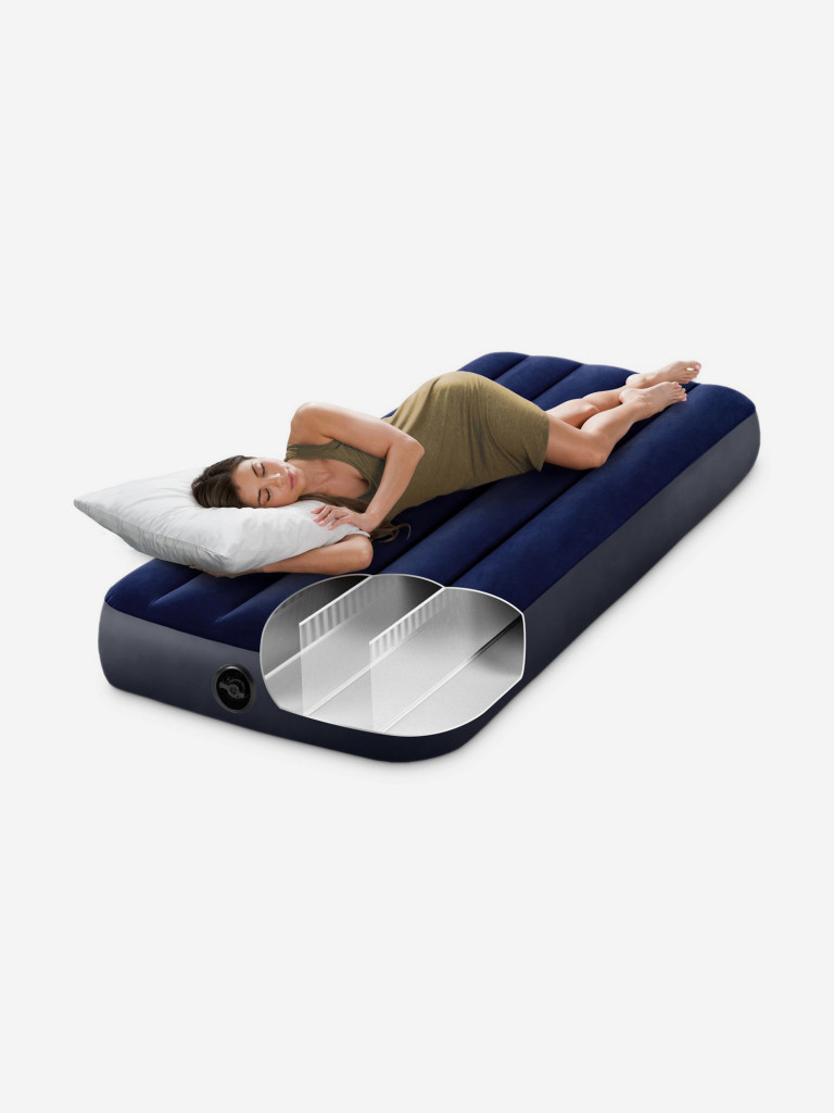 Кровать надувная Intex 64756 DURA-BEAM CLASSIC DOWNY, Jr. Twin, 76x191x25 см, флок