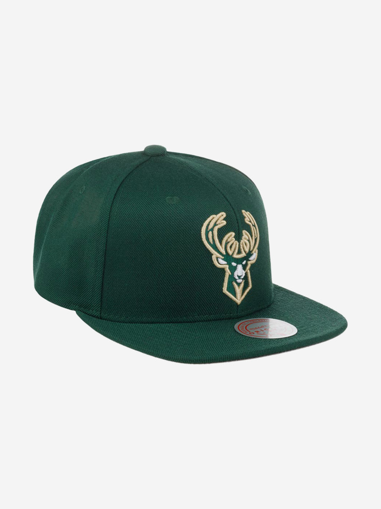 Бейсболка с прямым козырьком MITCHELL NESS HHSS3256-MBUYYPPPGREN Milwaukee Bucks NBA