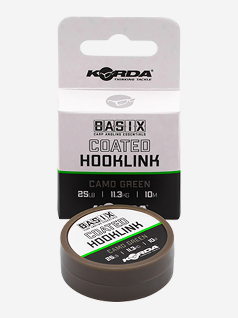 Поводковый материал KORDA Basix Coated Hooklink 25lb 10м Camo green