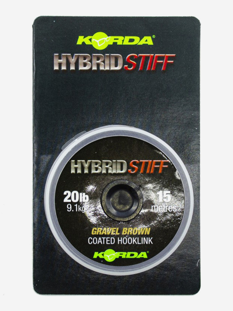 Поводковый материал KORDA Hybrid Stiff Gravel brown 20lb 15м