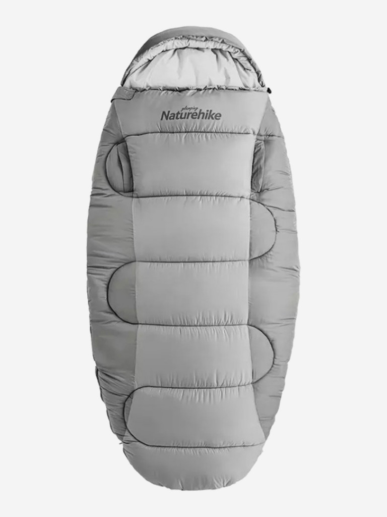 Мешок спальный Naturehike Oval PS300, 220х95 см, (правый) (ТК: +4C), серый