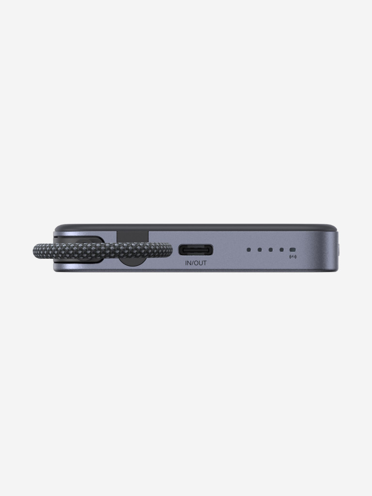 Внешний аккумулятор UGREEN PB570 (75982B) MagFlow Air Ultra-Slim 30W Magnetic 10000mAh Wireless Power Bank USB-C Cable. Цвет: серый космос