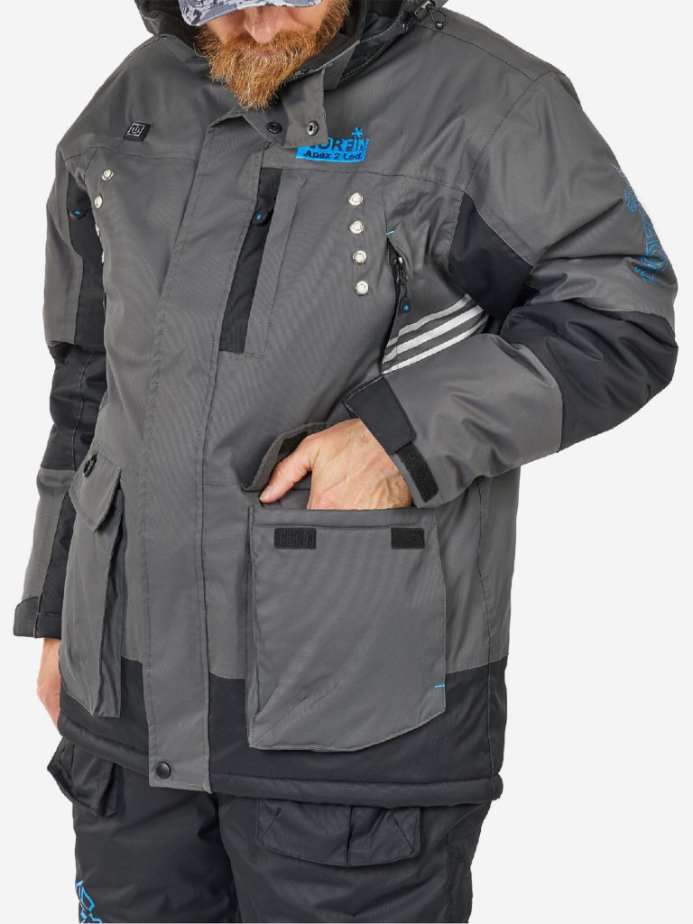 Костюм-поплавок мужской Norfin APEX 2 LED для зимней рыбалки утепленный c подсветкой