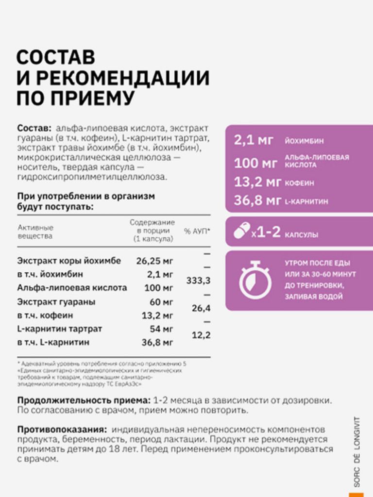 Жиросжигатель Бербелайт День 470мг, SDL, 60 капсул