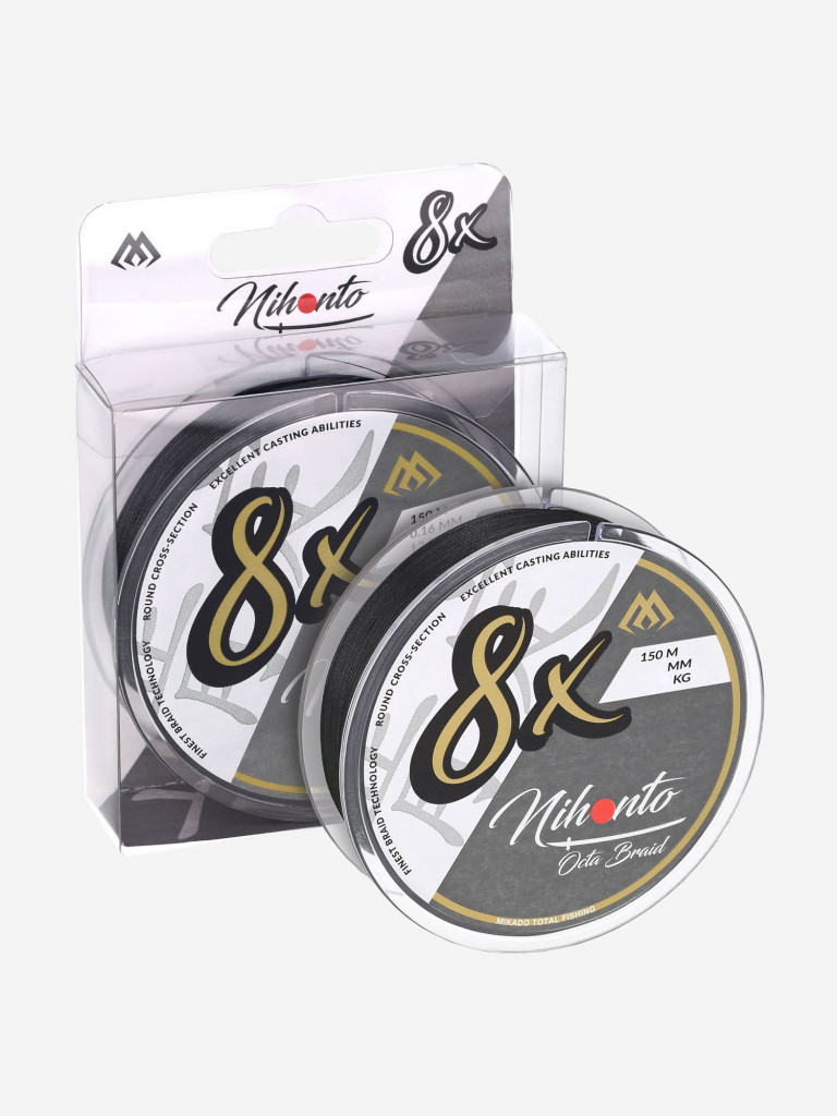 Плетеный шнур Mikado NIHONTO OCTA BRAID 0,16 black (150 м) - 12.90 кг.
