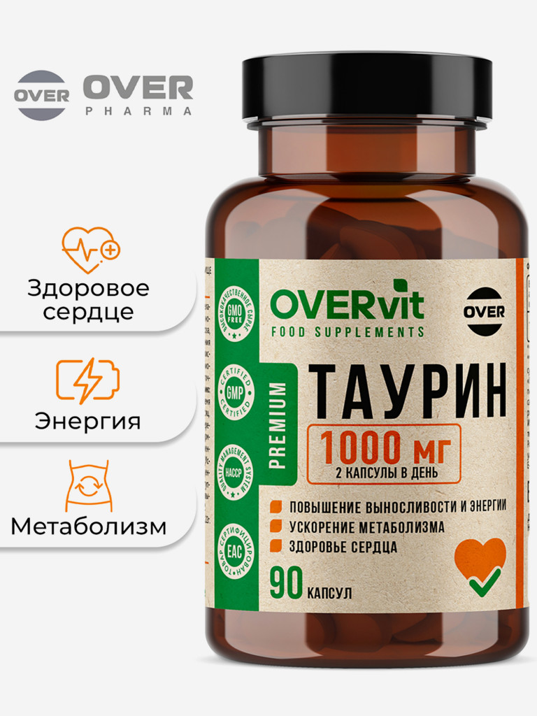 Таурин OVER, 90 капсул
