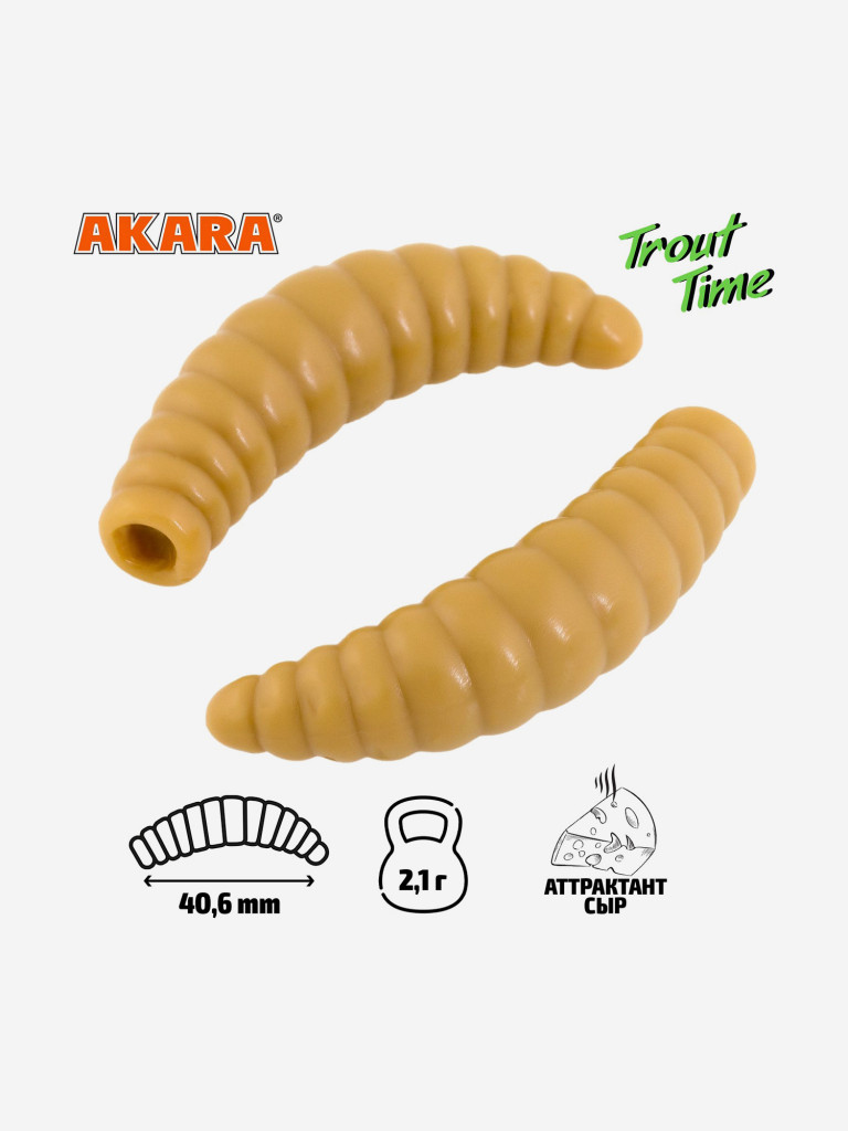 Силиконовая приманка Akara Trout Time MAGGOT 1,6 445, Cheese (20 шт.)