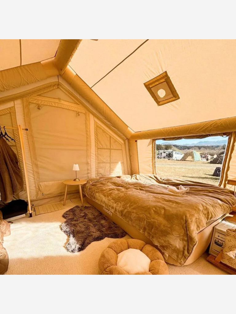 Надувная палатка Coody 17.28 Pro Beige, 17.2 м², 4–6 человек, 2 входа, дымоход