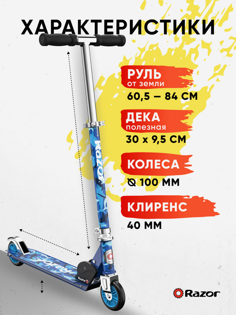 Самокат для детей и подростков Razor A Special Edition - Shark Camo синий