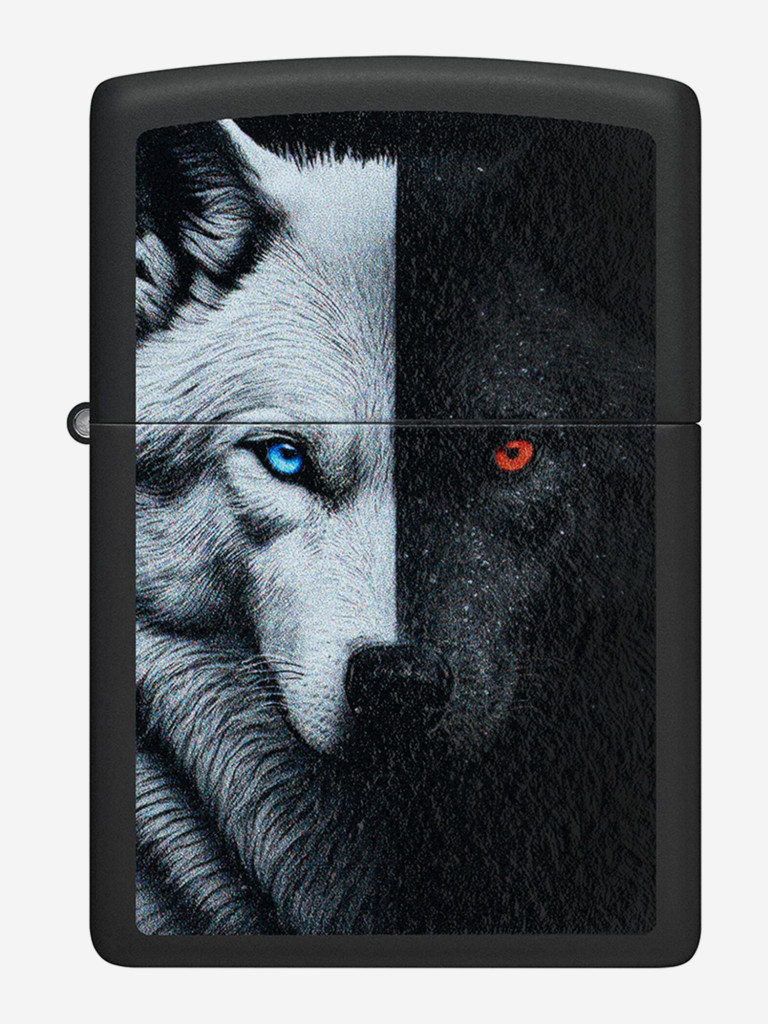 Зажигалка бензиновая ветроустойчивая Zippo Two Wolves Black Matte