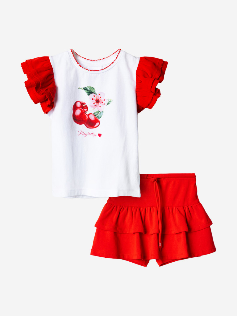 Комплект для девочек: футболка, юбка-шорты PlayToday