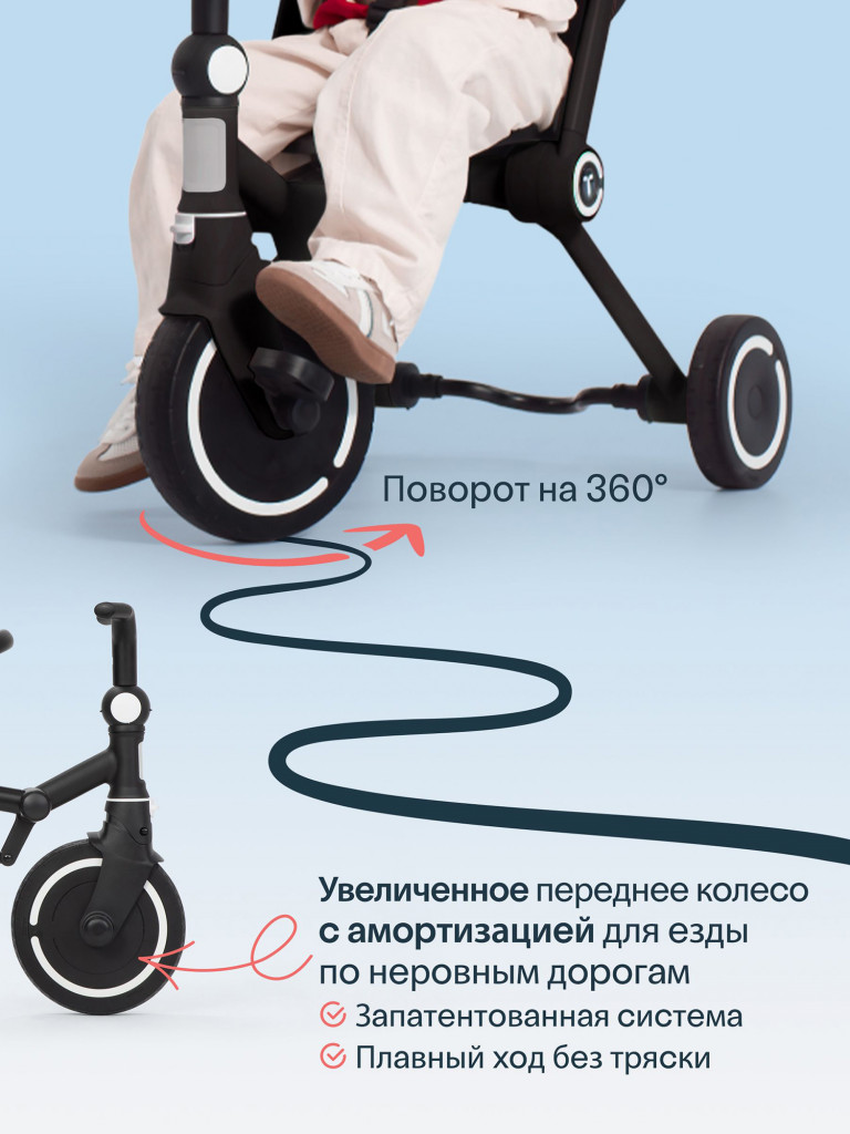 Велосипед детский трехколесный с ручкой SmarTrike Wonder Max Sage, складной, для путешествий