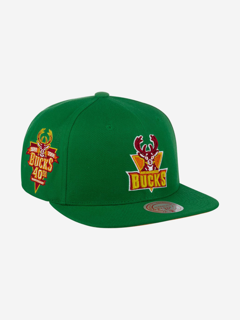 Бейсболка с прямым козырьком MITCHELL NESS 6HSSSH21296-MBUGREN Milwaukee Bucks NBA (зеленый)