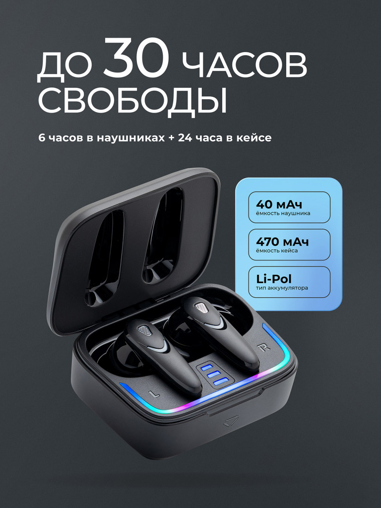 Беспроводные наушники с микрофоном Air Blade, шумоподавление ANC, Gaming, bluetooth 5.4, 470 мАч