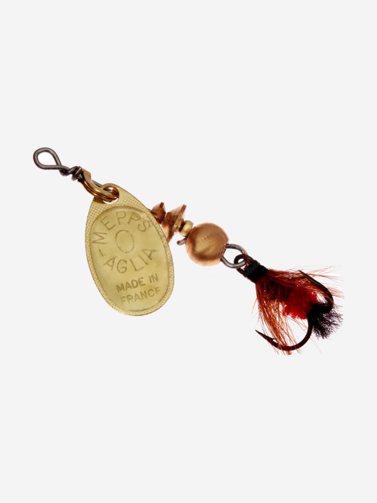 Блесна для рыбалки вертушка Mepps AGLIA MOUCHE, 0, Gold/Red fly, 1 штука
