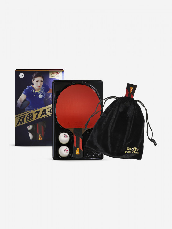 Ракетка для настольного тенниса Double Fish 7A+C (ракетка + 2 мяча + чехол) 7 звезд, профессиональная