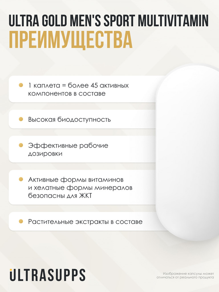 Комплекс витаминов UltraSupps, 180 капсул, для мужчин