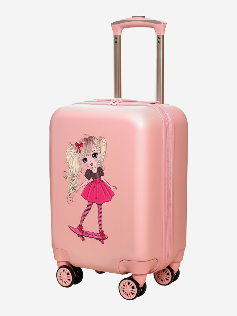 Чемодан детский BEYOND TIME R122 Девочка на скейте розовый