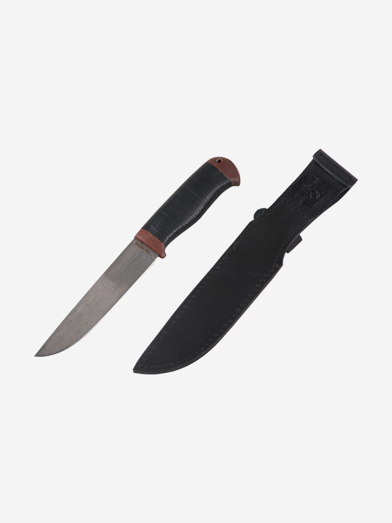 Нож Златоустовский оружейный завод Лиса (нержавеющая дамасская сталь, кожа/текст.) нож для туризма