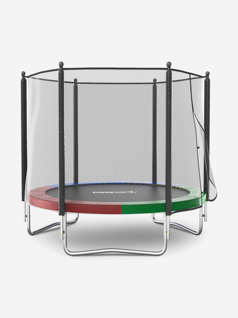 Батут каркасный UNIX Line Simple 8 ft Color с внешней защитной сеткой, общий диаметр 244 см, до 140 кг