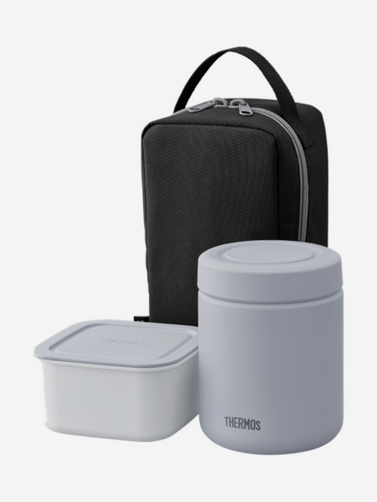 Термос с контейнером в чехле 0,8л THERMOS JBY-801 серый