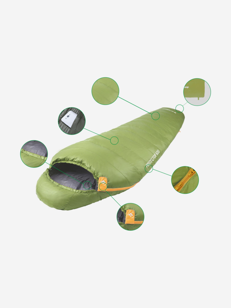 Пуховый спальник KingCamp 8003 PROTECTOR 600 -21C, зелёный, левый
