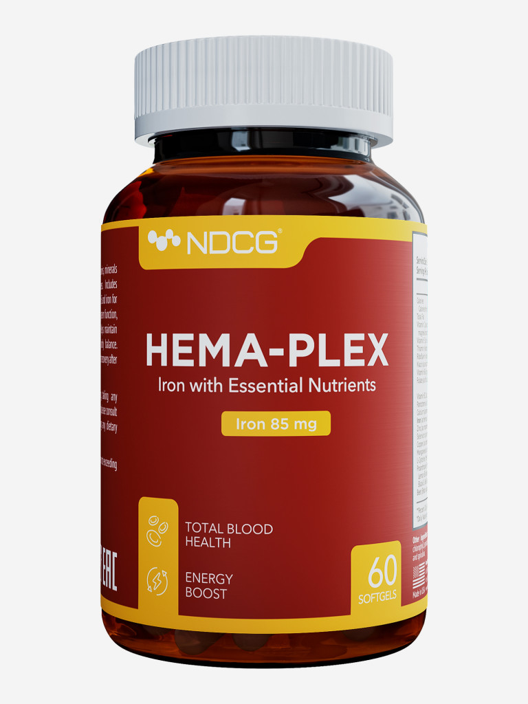 Витаминный комплекс с железом Hema-Plex Хема Плекс NDCG, 60 капсул