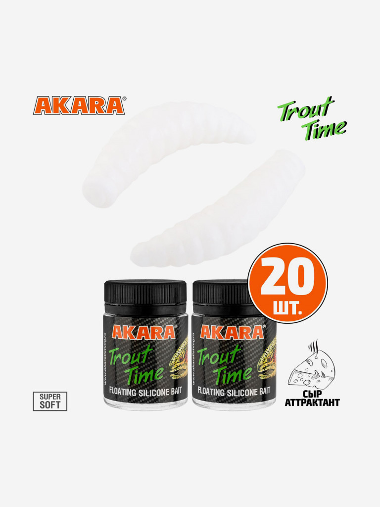 Силиконовая приманка Akara Trout Time MAGGOT 1,6 Cheese 02T (20 шт.)