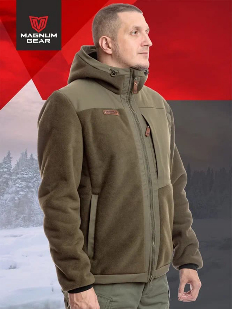 Толстовка флисовая мужская для рыбалки MAGNUM GEAR TROPHY хаки