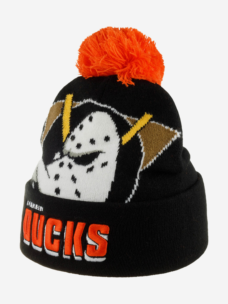 Шапка с помпоном MITCHELL NESS KTPCDX22016-ADUBLCK Anaheim Ducks NHL (черный)