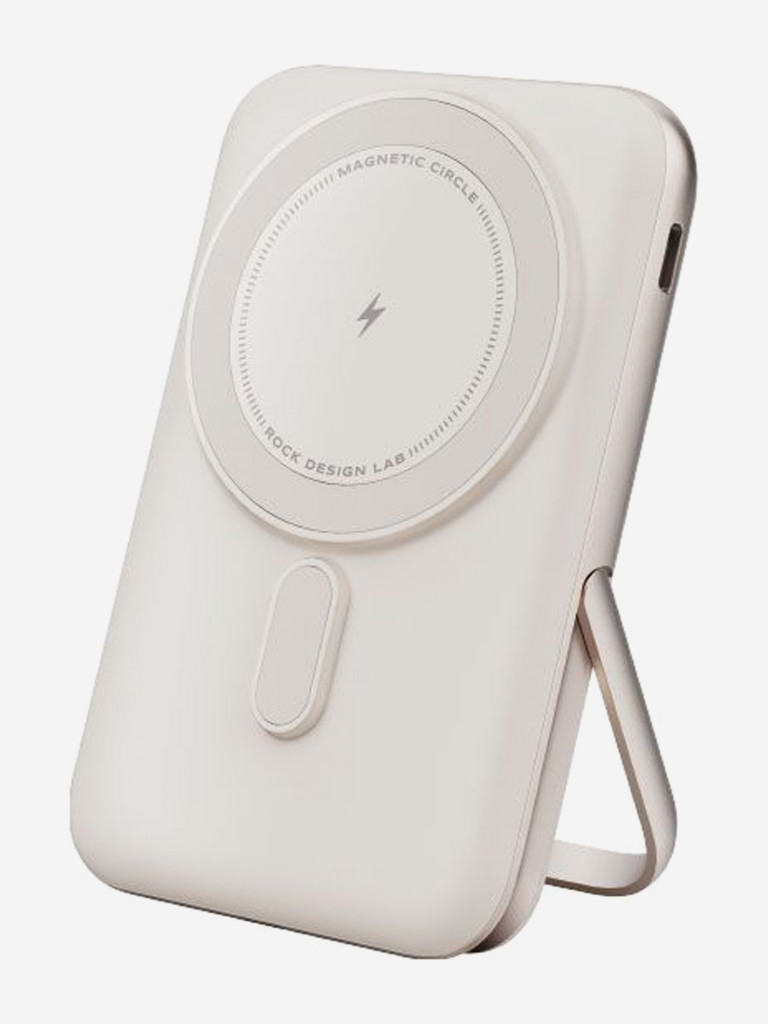 Беспроводной внешний аккумулятор магнитный с индикатором заряда 30W Rock PD 20W Magnetic Holder Wireless Charging Power Bank 10 000 Mah. 30W PD30W белый