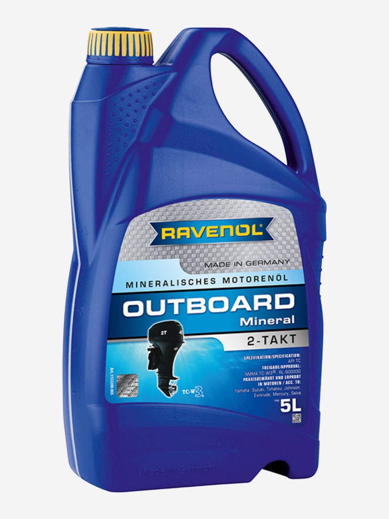 Моторное масло для 2Т лодочных моторов RAVENOL Outboard 2T Mineral, 5 литров