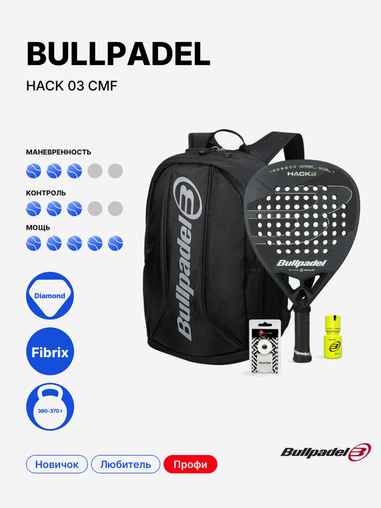 Набор BULLPADEL HACK 03 CMF BAG AVANT 2 DRY GRIP