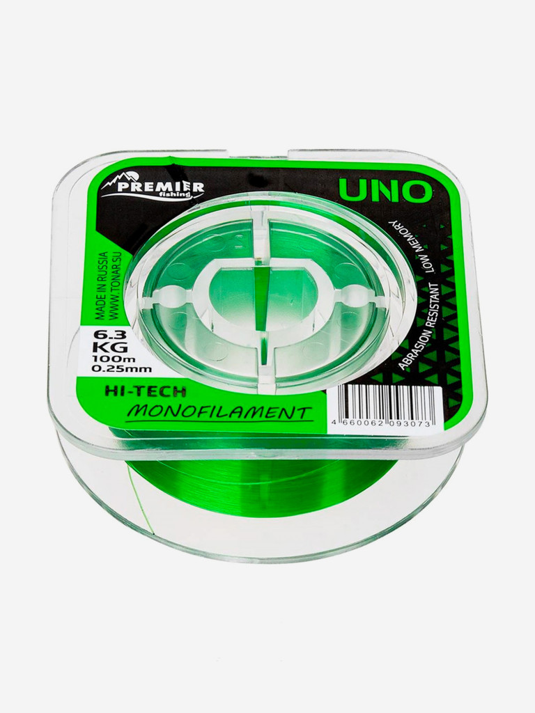 Леска для рыбалки Premier Fishing UNO Nylon 0,25мм, 100м, 6,3кг, зеленый
