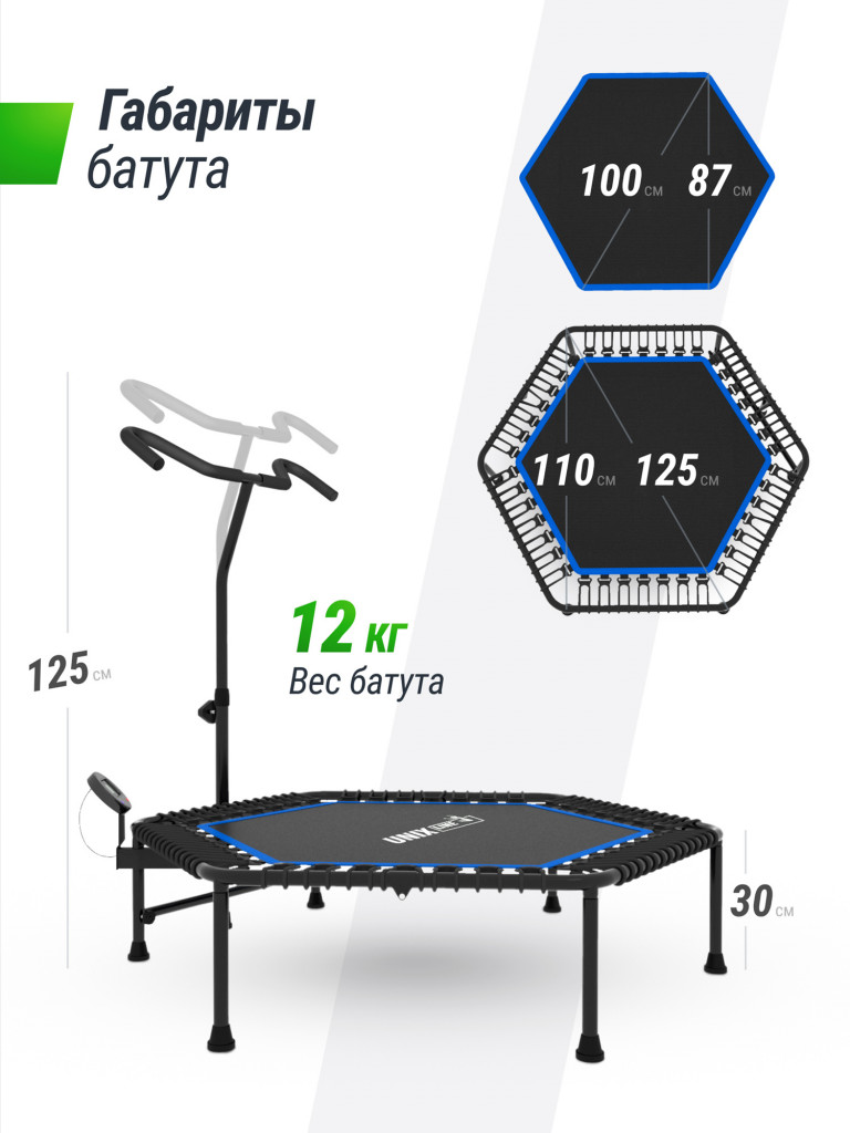 Батут спортивный для фитнеса и джампинга UNIX Line Fitness Pro 125 см, синий