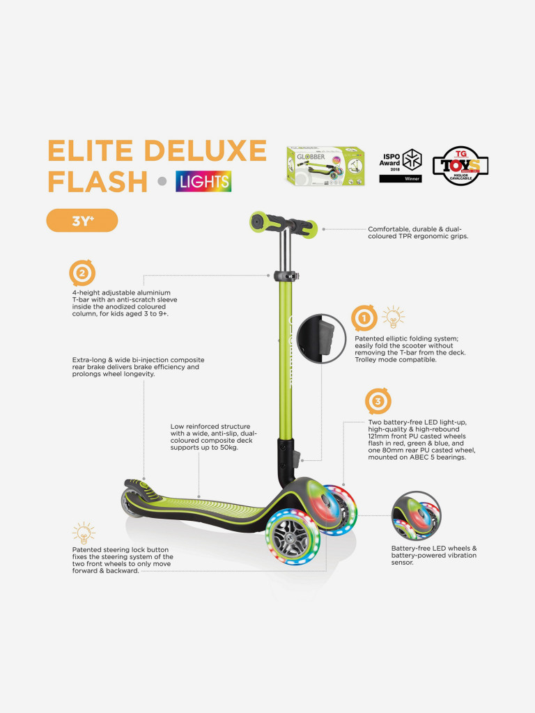 Самокат Globber ELITE DELUXE FLASH LIGHTS