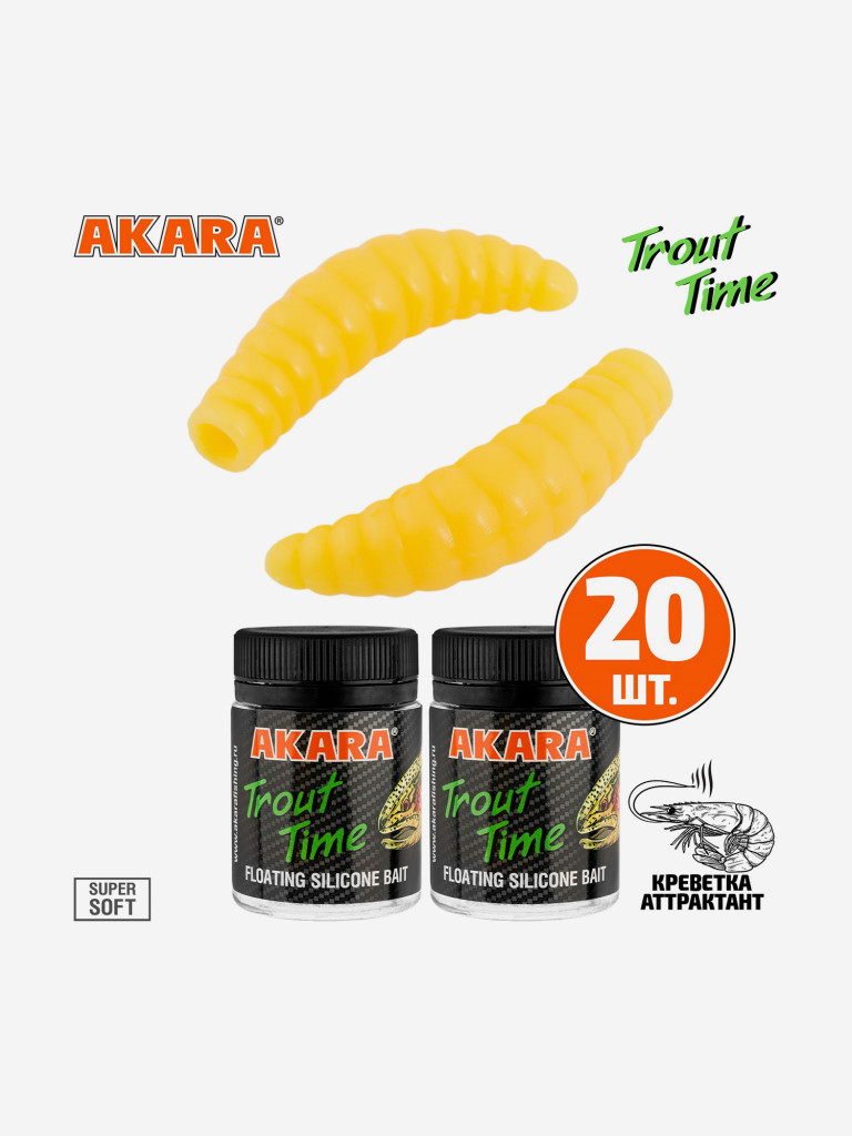 Силиконовая приманка Akara Trout Time MAGGOT 1,6 446, Shrimp (20 шт.)