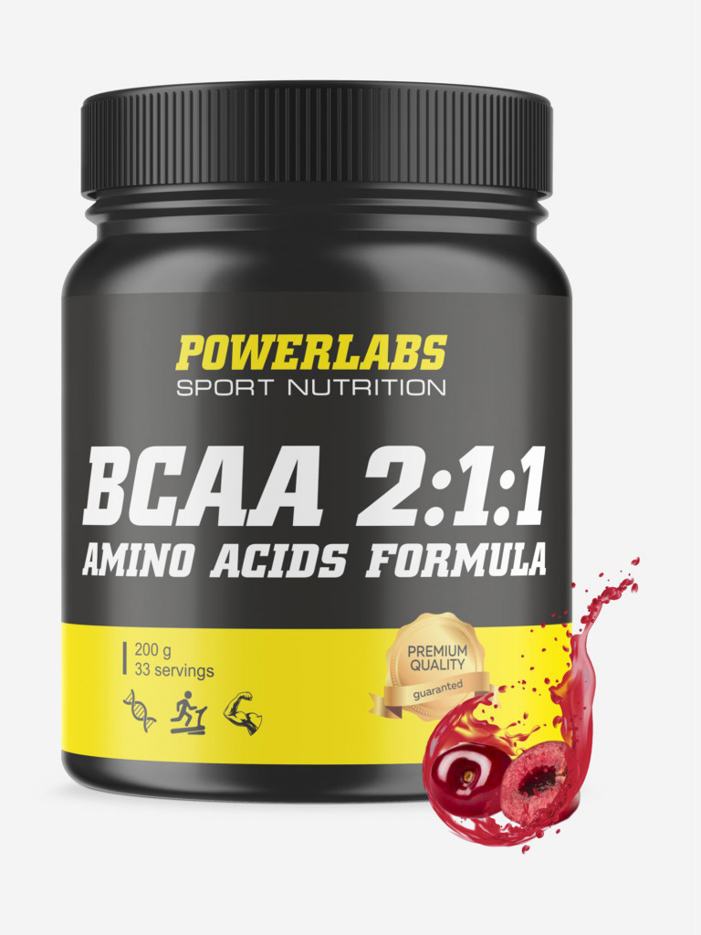 BCAA, Powerlabs, 200 г, вишня